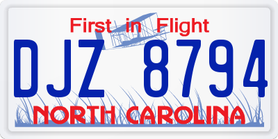NC license plate DJZ8794