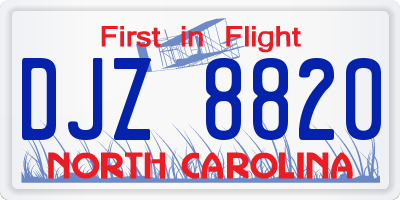 NC license plate DJZ8820
