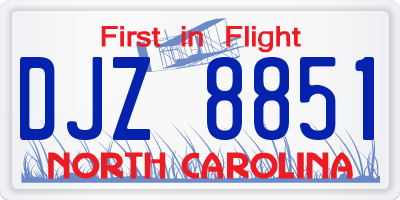 NC license plate DJZ8851