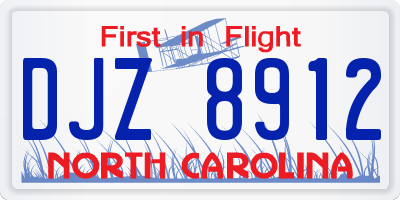 NC license plate DJZ8912