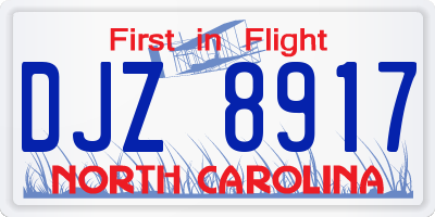 NC license plate DJZ8917