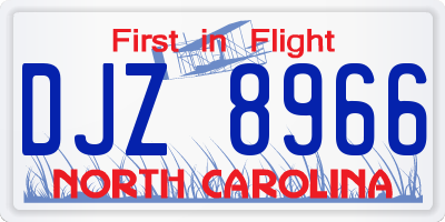 NC license plate DJZ8966