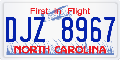 NC license plate DJZ8967