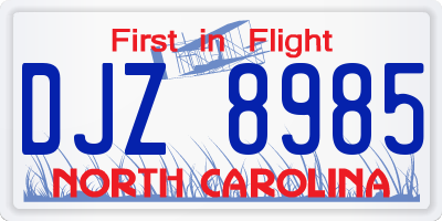 NC license plate DJZ8985