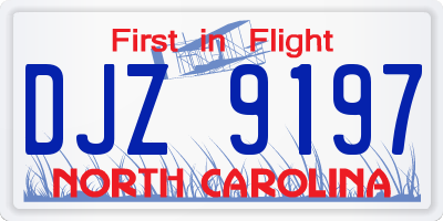 NC license plate DJZ9197