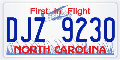 NC license plate DJZ9230