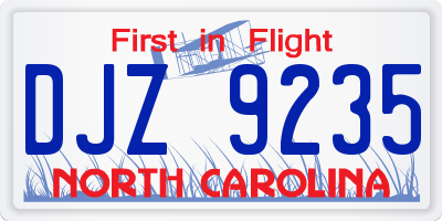 NC license plate DJZ9235
