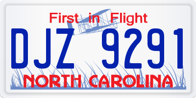 NC license plate DJZ9291