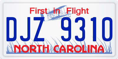 NC license plate DJZ9310