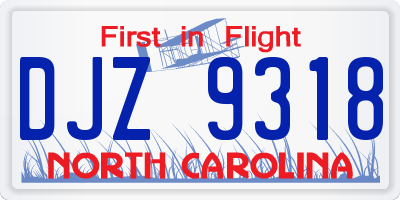 NC license plate DJZ9318
