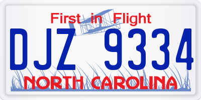 NC license plate DJZ9334