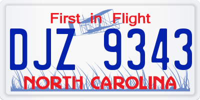 NC license plate DJZ9343