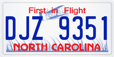 NC license plate DJZ9351