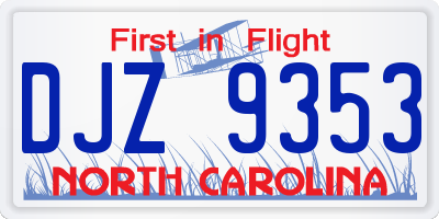 NC license plate DJZ9353