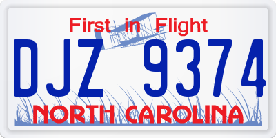 NC license plate DJZ9374