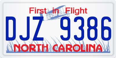 NC license plate DJZ9386
