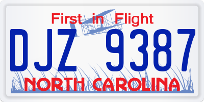 NC license plate DJZ9387