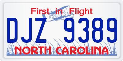NC license plate DJZ9389