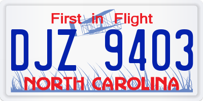 NC license plate DJZ9403
