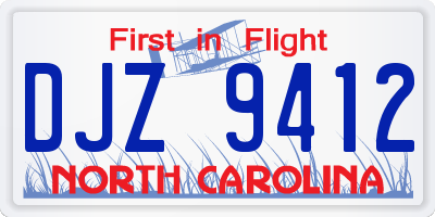 NC license plate DJZ9412