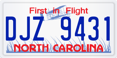 NC license plate DJZ9431