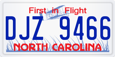 NC license plate DJZ9466