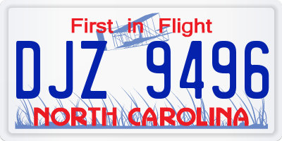 NC license plate DJZ9496