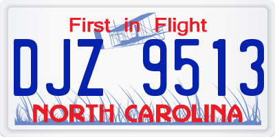 NC license plate DJZ9513