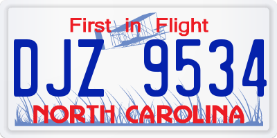 NC license plate DJZ9534