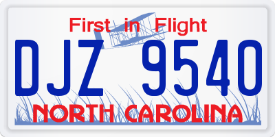 NC license plate DJZ9540