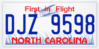 NC license plate DJZ9598
