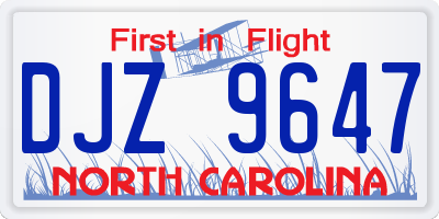 NC license plate DJZ9647