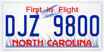 NC license plate DJZ9800