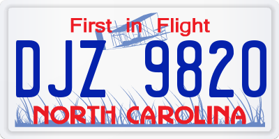 NC license plate DJZ9820