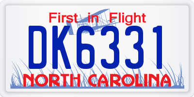 NC license plate DK6331