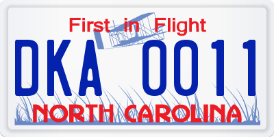 NC license plate DKA0011