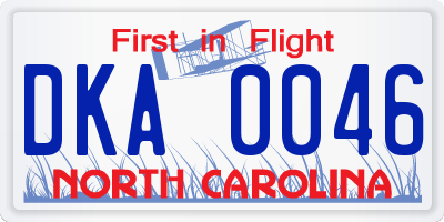 NC license plate DKA0046