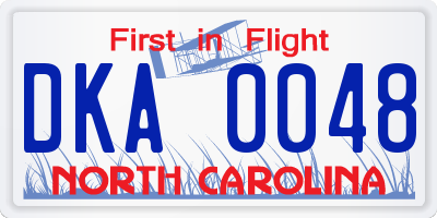 NC license plate DKA0048