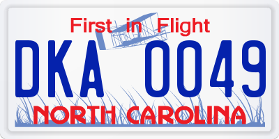 NC license plate DKA0049