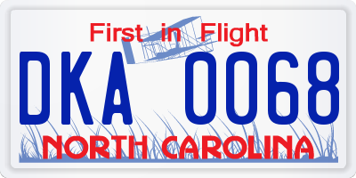 NC license plate DKA0068