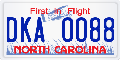 NC license plate DKA0088