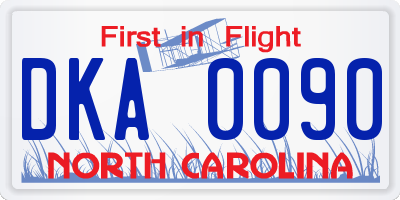 NC license plate DKA0090
