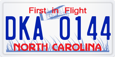 NC license plate DKA0144