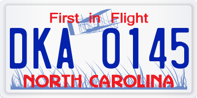 NC license plate DKA0145