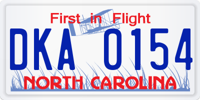 NC license plate DKA0154