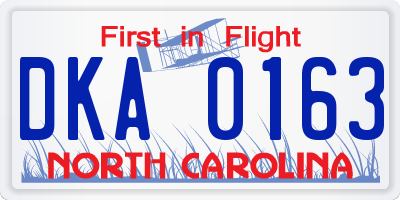 NC license plate DKA0163