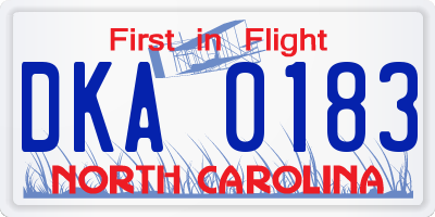 NC license plate DKA0183
