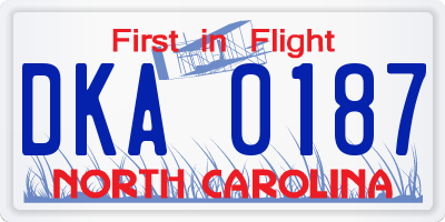 NC license plate DKA0187