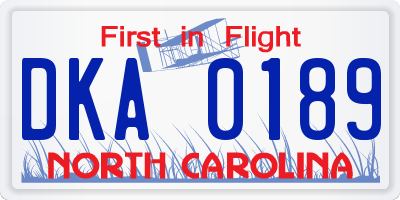 NC license plate DKA0189