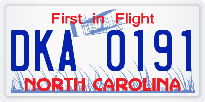 NC license plate DKA0191